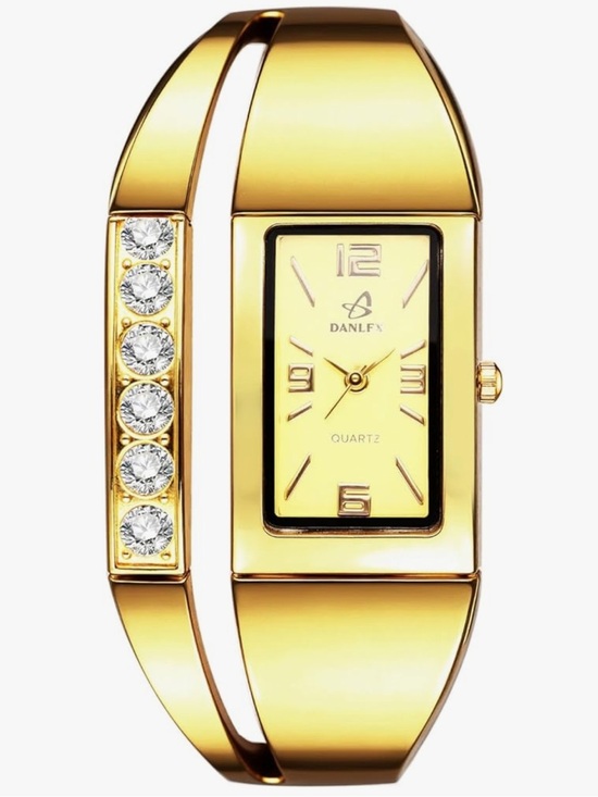 Anthropologie Gold-Tone Crystal Accent Bangle Watch main image 4